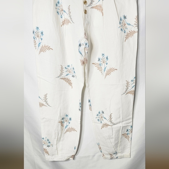 NWT Sundance Benicia Linen/Cotton  Pleated White Blue Floral Pants Size P6 - Picture 4 of 8